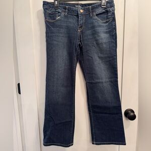 Low Rise Bootcut Dark Wash Denim Jeans 10 SHORT